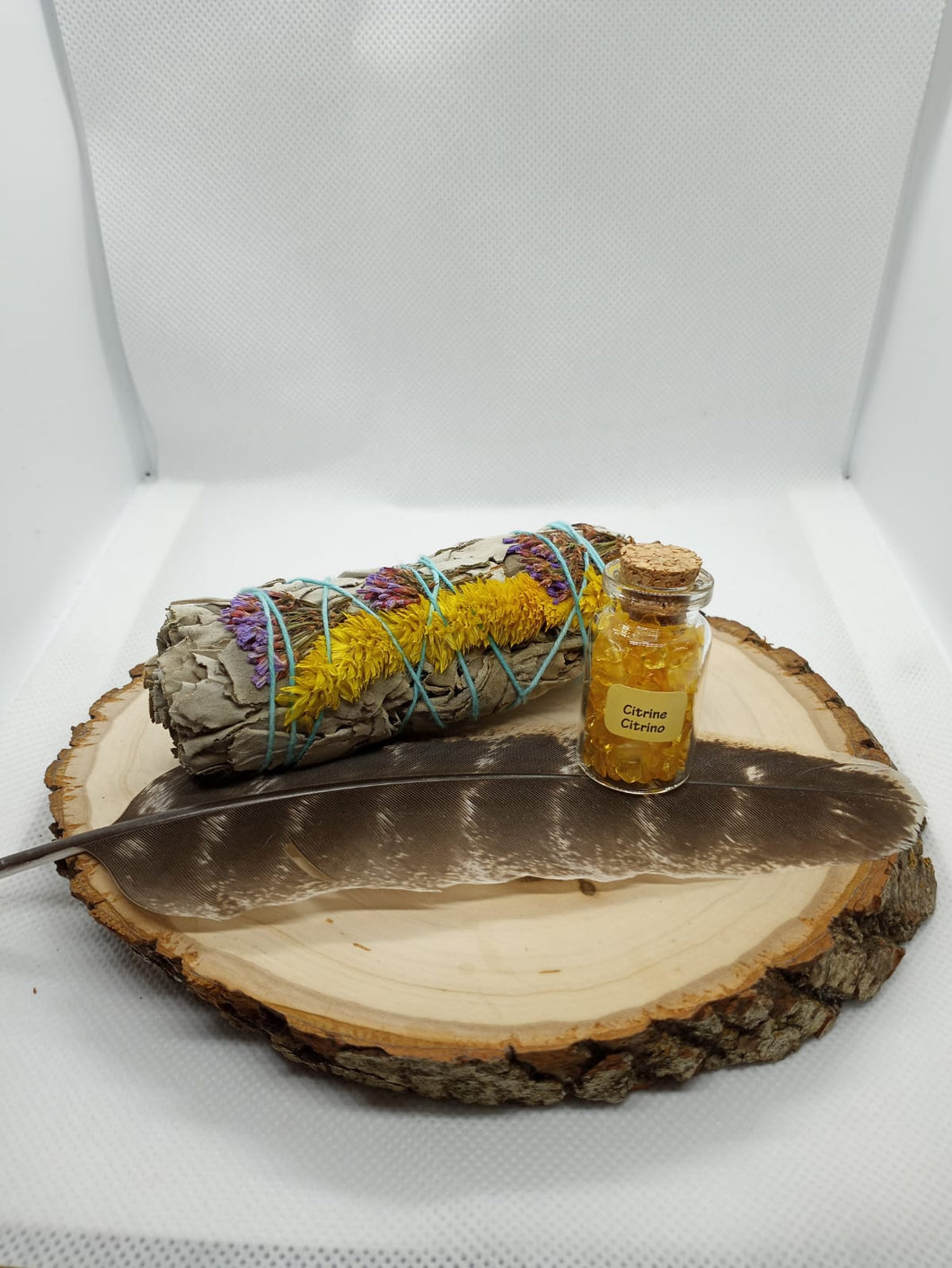 1b. CITRINE STONES WITH WHITE SAGE